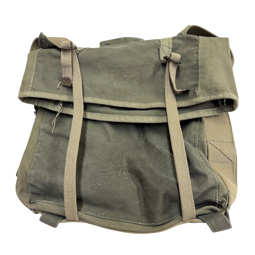 Vintage Military Surplus Canvas Field Backpack Olive Drab Rucksack Gorpcore Bag